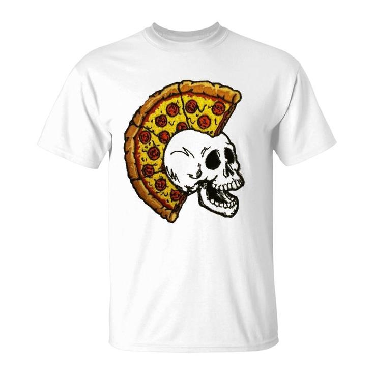 Pizza Mohawk Food Skull T-Shirt