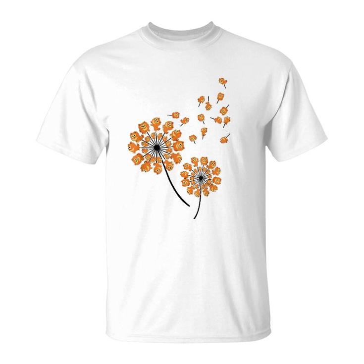 Pomeranian Flower Fly Dandelion Funny Dog Lover For Mom Men T-Shirt