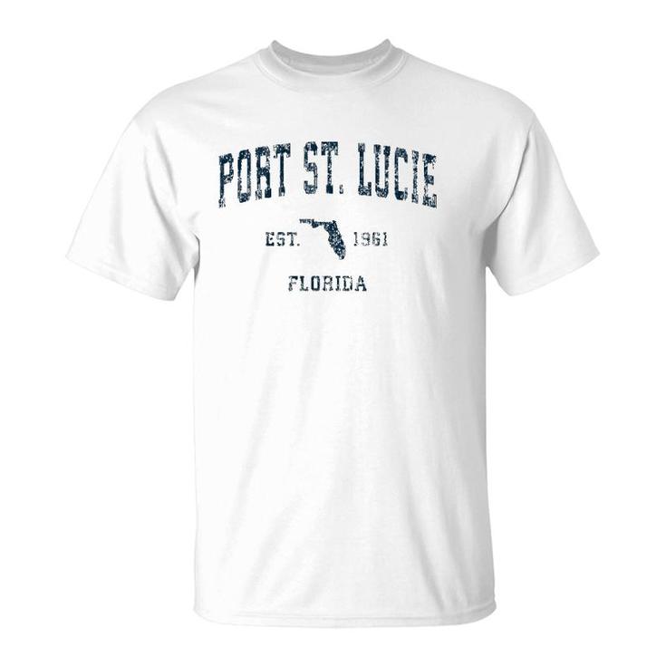 Port St Lucie Florida Fl Vintage Sports Design Navy Print T-Shirt