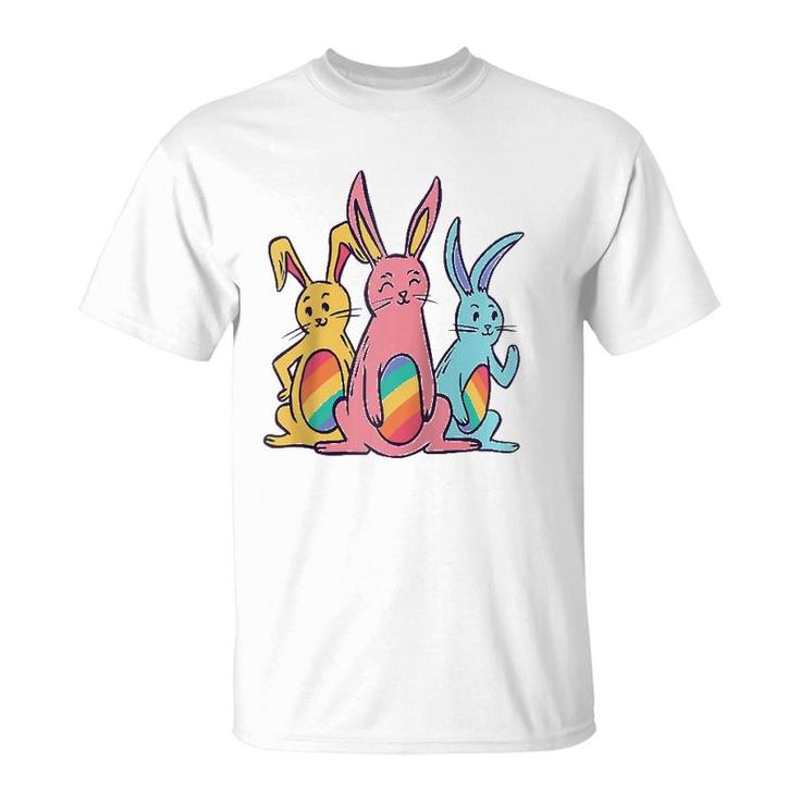 Pride Easter Bunny Rainbow Colors Lgbt Heart Bunnies Easter  T-Shirt