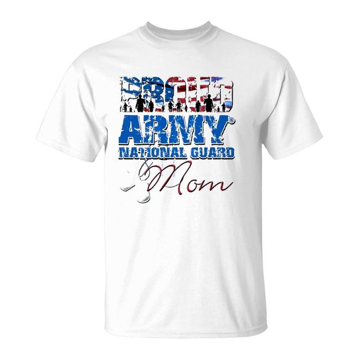 Proud Army National Guard Mom Usa Flag  Mothers Day T-Shirt