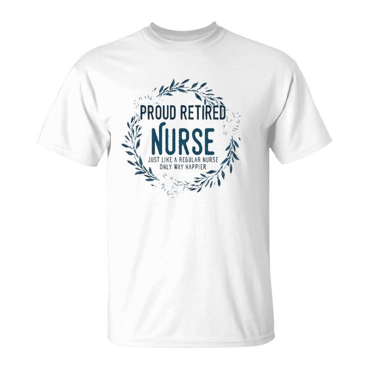 Proud Retired Nurse Floral Flowers Funny Retirement Nurse T-Shirt