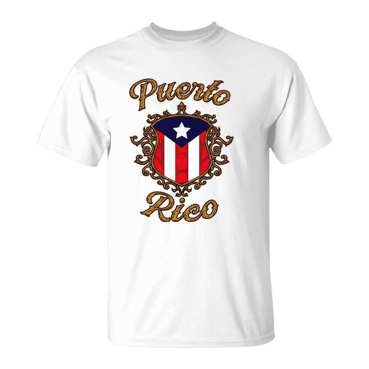 Puerto Rico Emblem Boricua Flag Puerto Rican Pride T-Shirt