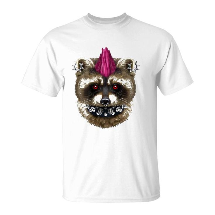 Punk Rock Raccoon With Mohawk And Heavy Metal Makeup T-Shirt