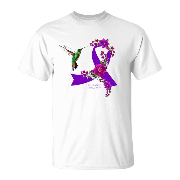 Purple Ribbon Alzheimer's Awareness Hummingbird T-Shirt