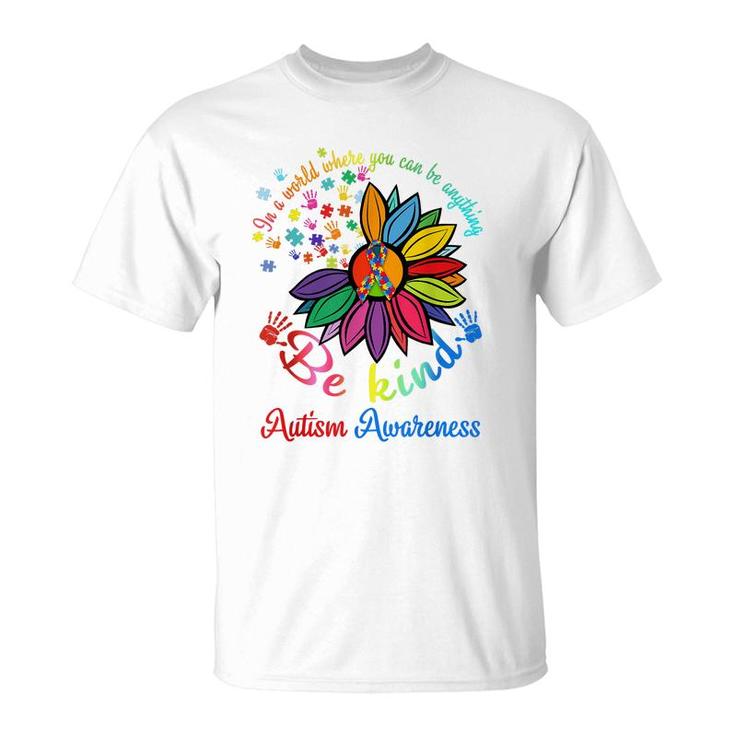 Puzzle Sunflower Be Kind Autism Awareness Mom Support Kids  T-Shirt
