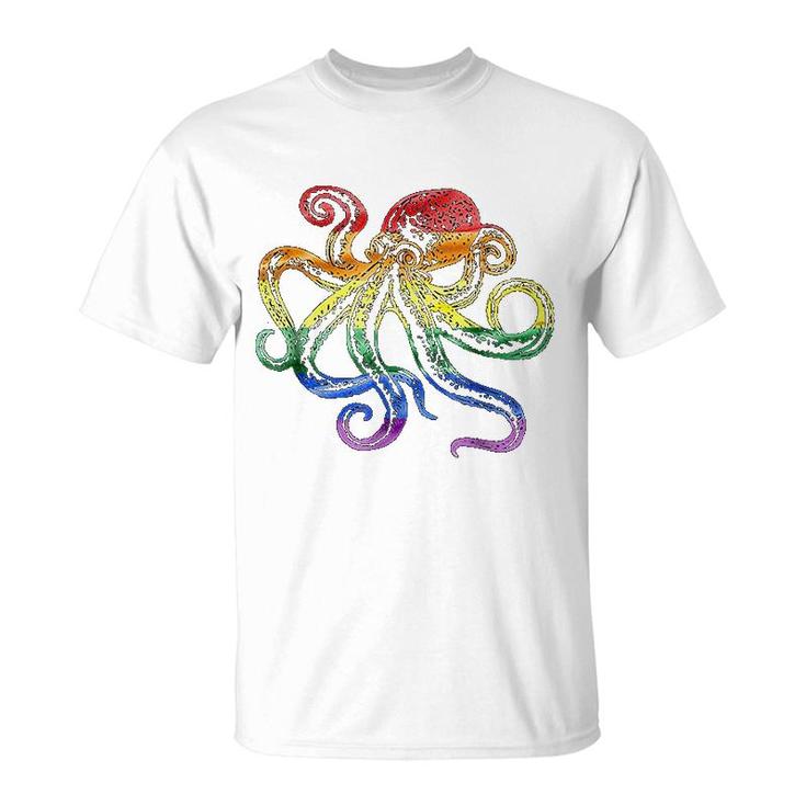 Rainbow Octopus Colorful Pride T-Shirt