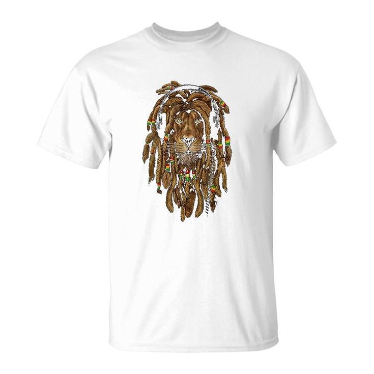 Rasta Lion Dreadlocks Reggae Cool Gift For Rastafari Lover T-Shirt