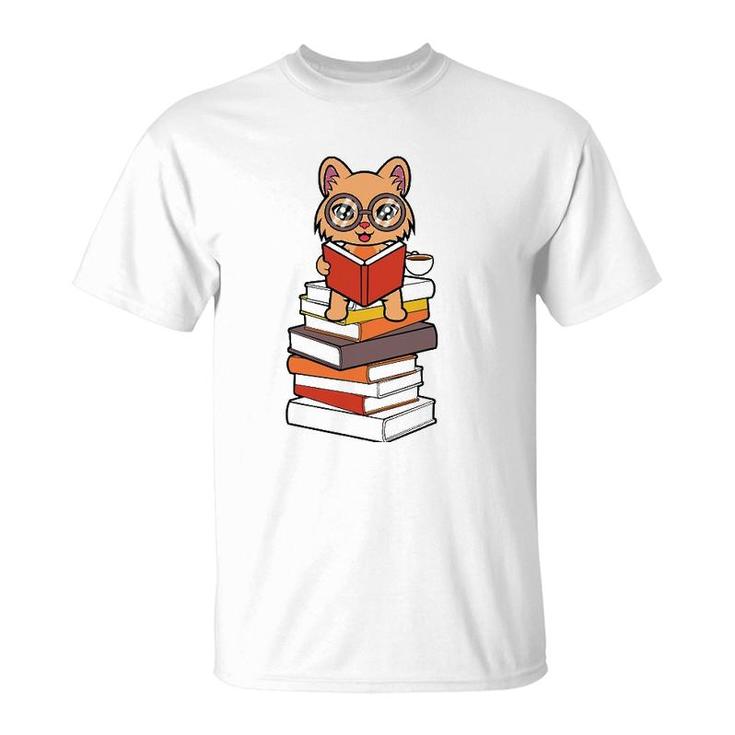 Reading And Cats Cute Cat Reading T-Shirt