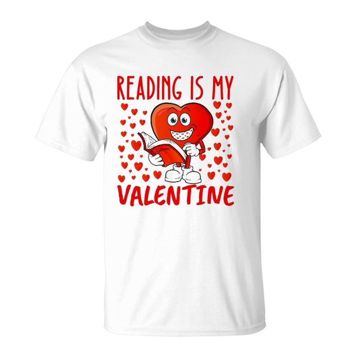 Reading Is My Valentine Heart Shape Read Book Valentine's Day T-Shirt