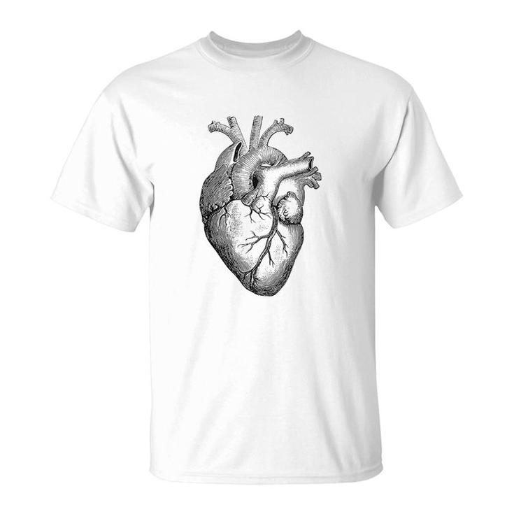 Real Anatomical Human Heart Drawing T-Shirt