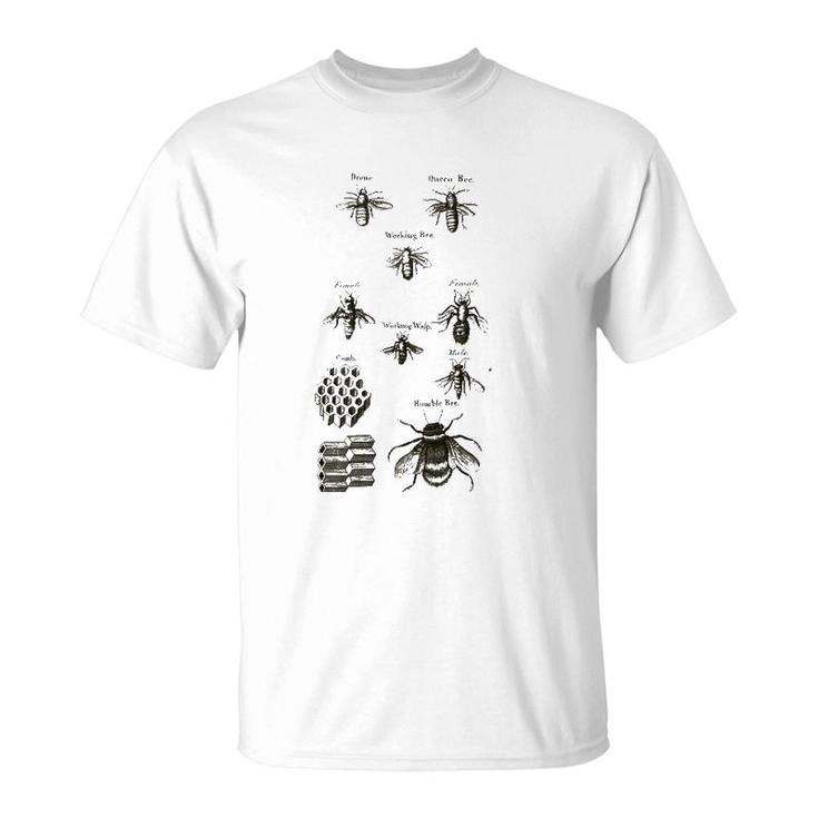 Retro Beekeeper Vintage Bees Bumblebees Honeycomb Gift T-Shirt