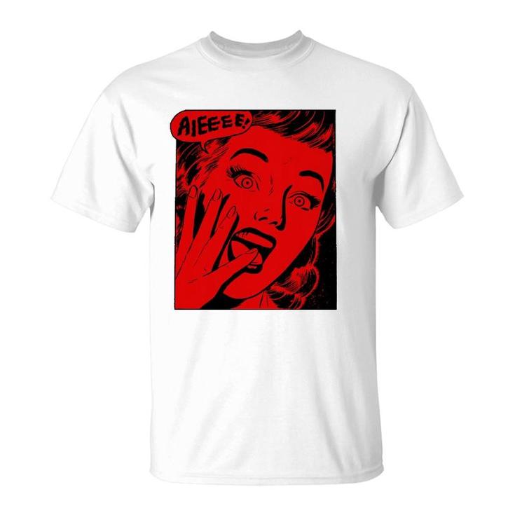 Retro Creepy Halloween Scream Horror Girl Screaming For Life T-Shirt