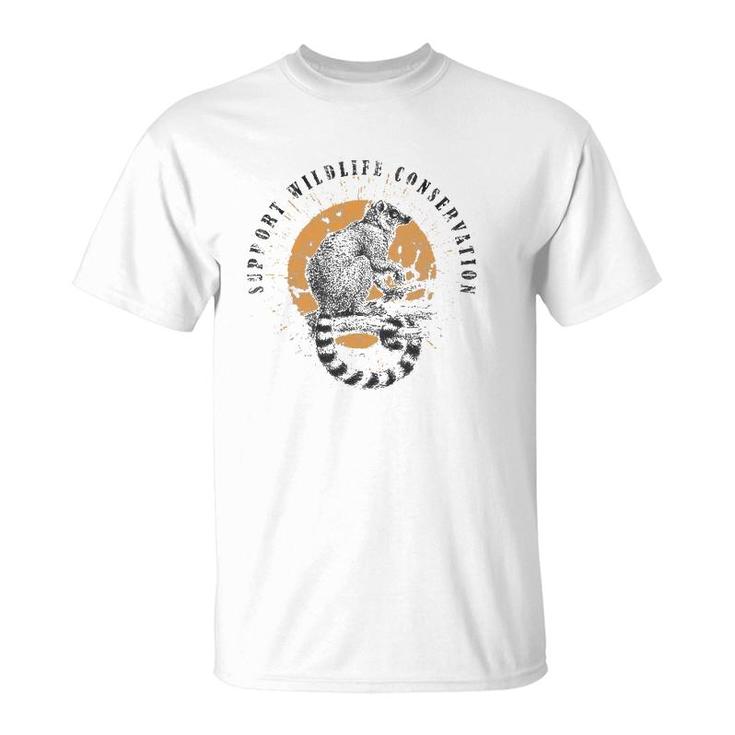 Retro Lemur Wildlife Conservation Animal Lover Gift T-Shirt