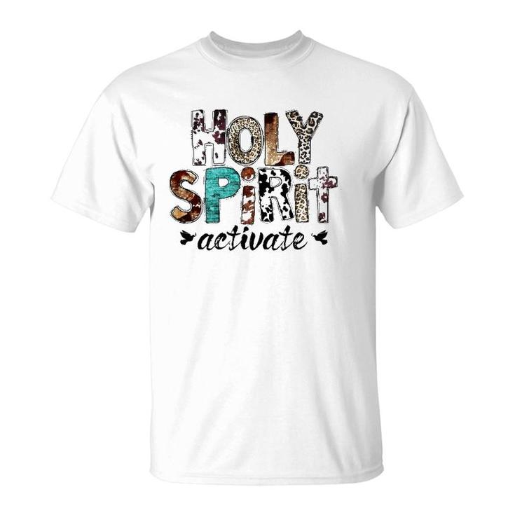 Retro Leopard Holy Spirit Activate Cowboy Rodeo Western Girl T-Shirt