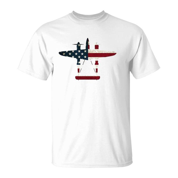 Retro Usa Aircraft Warbird Pilot Gift Flag P-38 Lightning T-Shirt