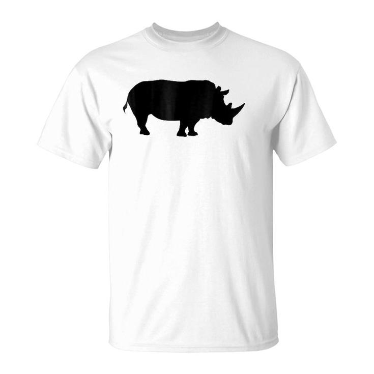 Rhinoceros Solid Black Silhouette  Rhino T-Shirt