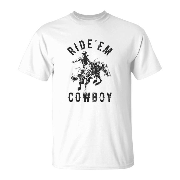 Ride Em Cowboy Cowgirl Rodeo Saying Cute Graphic T-shirt