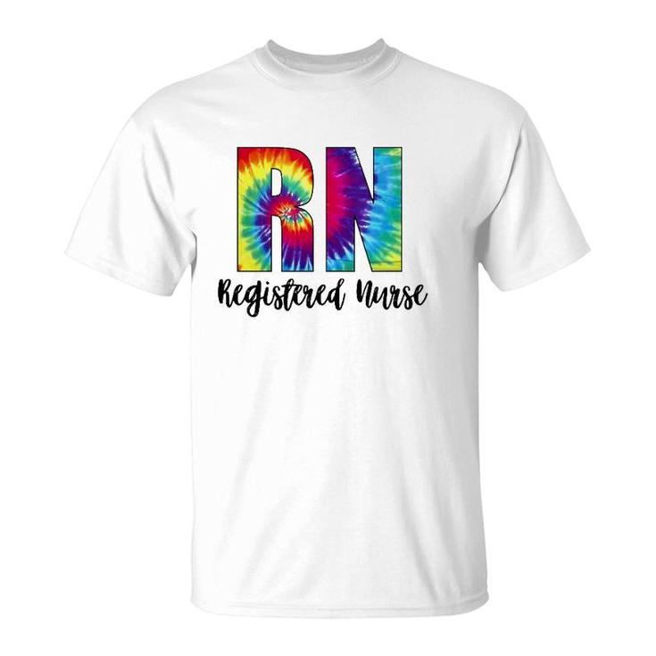 Rn Tie Dye Registered Nurse Colorful Text T-Shirt