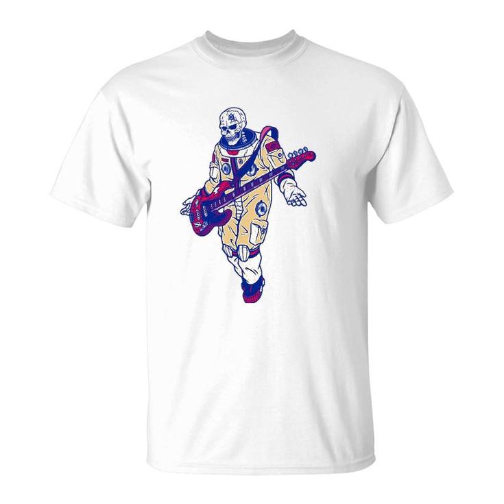 Rock & Roll Skeleton Guitar Astronaut Music Lover Gift T-Shirt