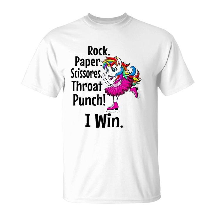Rock Paper Scissors Throat Punch I Win Funny T-Shirt