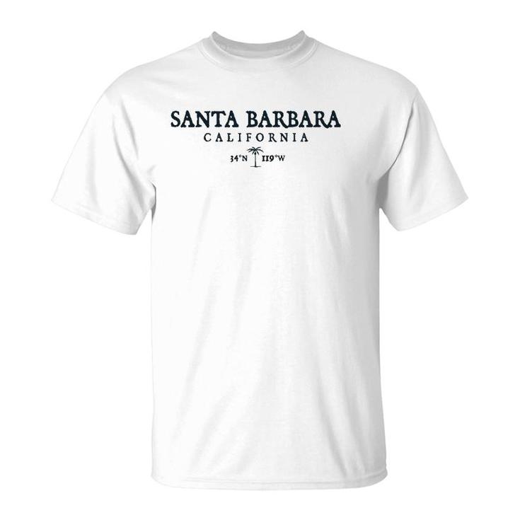 Santa Barbara California Palm Tree Surf Beach Gift T-Shirt