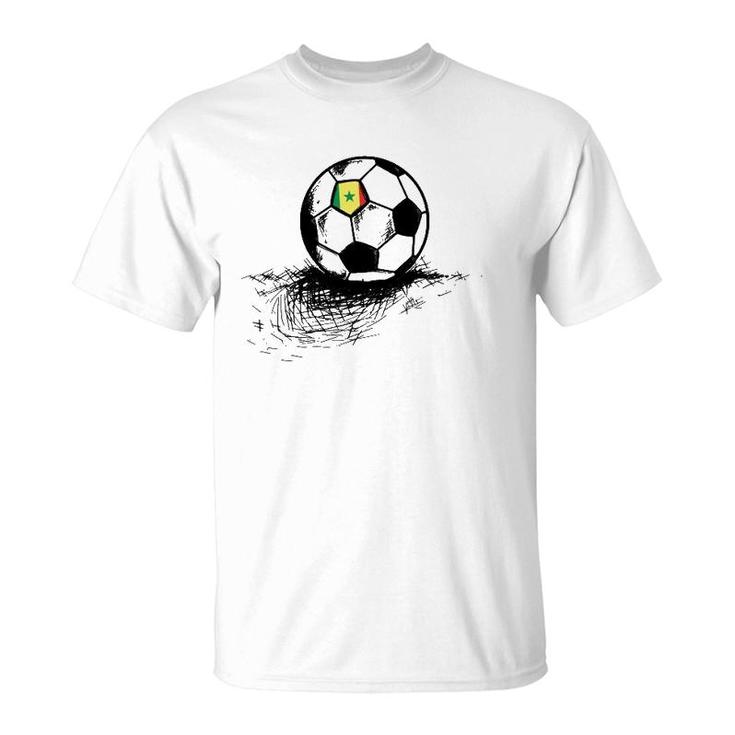 Senegal Soccer Ball Flag Jersey Senegalese Football  T-Shirt