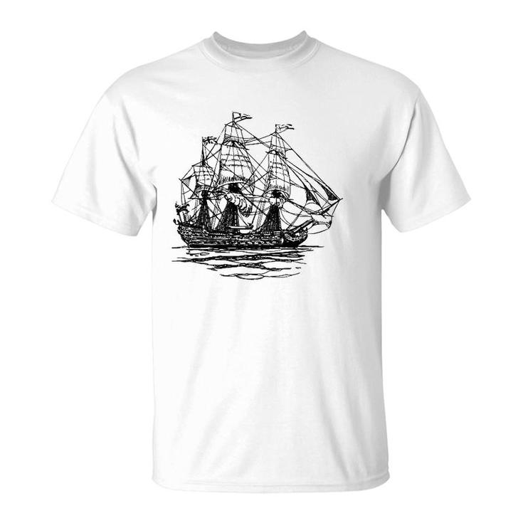 Sheldon Nerdy Vintage Retro Boat Pirate Ship Geek Gift  T-Shirt