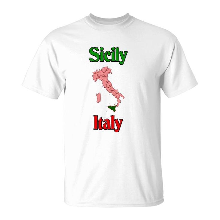 Sicily Italy Sicily Italy On Map T-Shirt