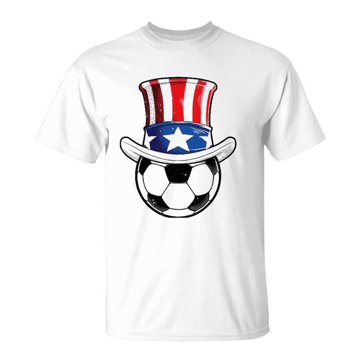 Soccer Uncle Sam 4Th Of July Kids Boys American Flag Funny T-Shirt
