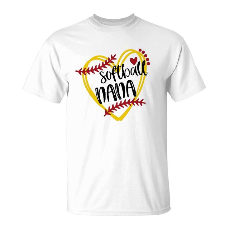 Softball Nana Heart Player T-Shirt