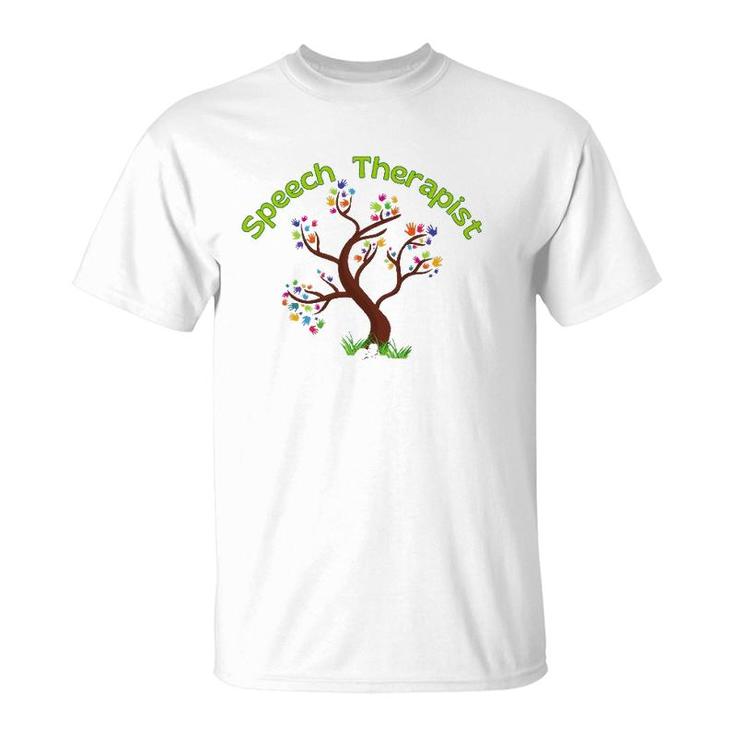 Speech Therapist Slp Therapy Special Needs Hands Tree T-Shirt