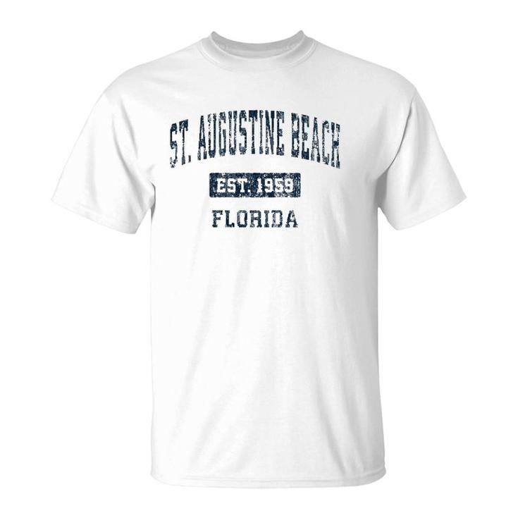 St Augustine Beach Florida Fl Vintage Sports Design Navy  T-Shirt