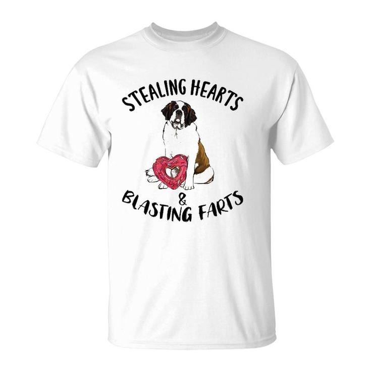 Stealing Hearts Blasting Farts St Bernard Valentine's Day T-Shirt