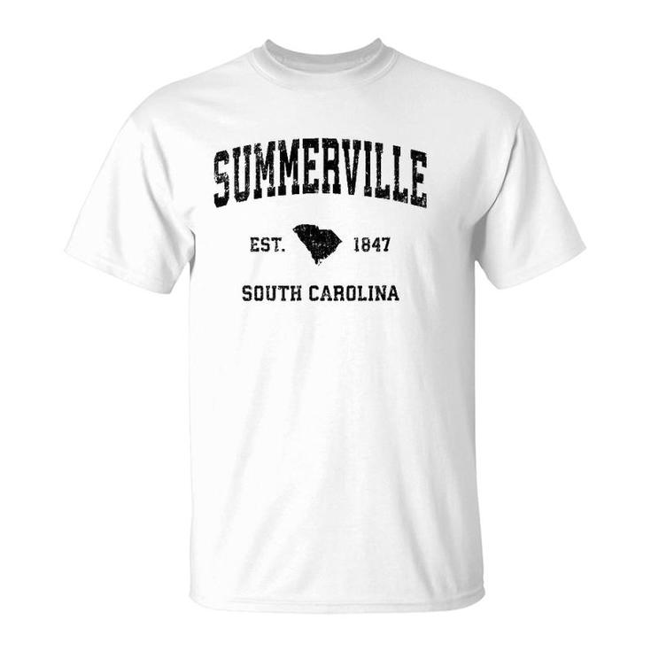 Summerville South Carolina Sc Vintage Sports Design Black Pr T-Shirt