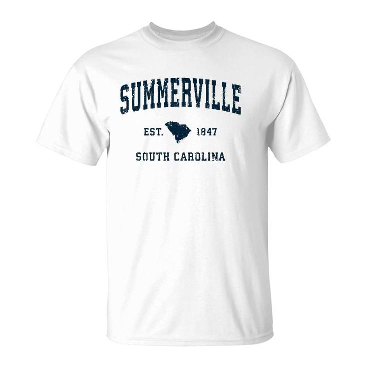Summerville South Carolina Sc Vintage Sports Navy Print Pullover T-Shirt