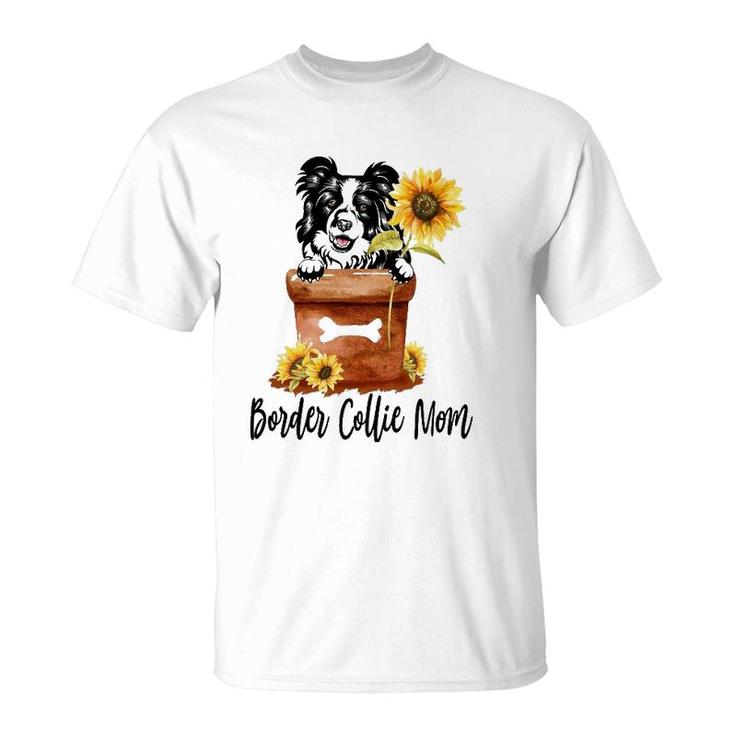 Sunflower Border Collie Mom Dog Lover Gifts T-Shirt