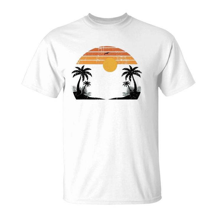 Sunshine Summer Vibes Palm Trees Beach Retro Tropical Summer T-Shirt