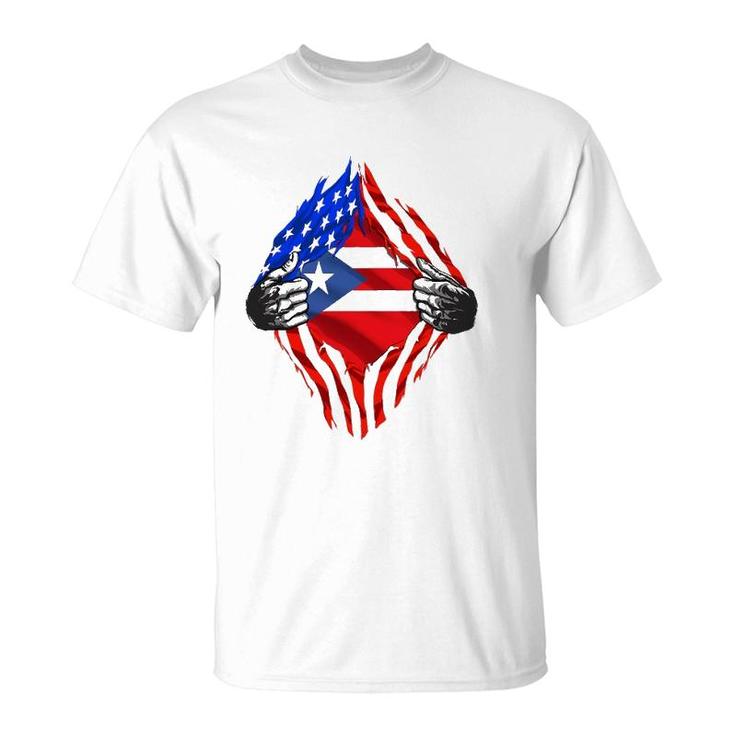 Super Puerto Rican Heritage Puerto Rico Roots Usa Flag Gift T-Shirt