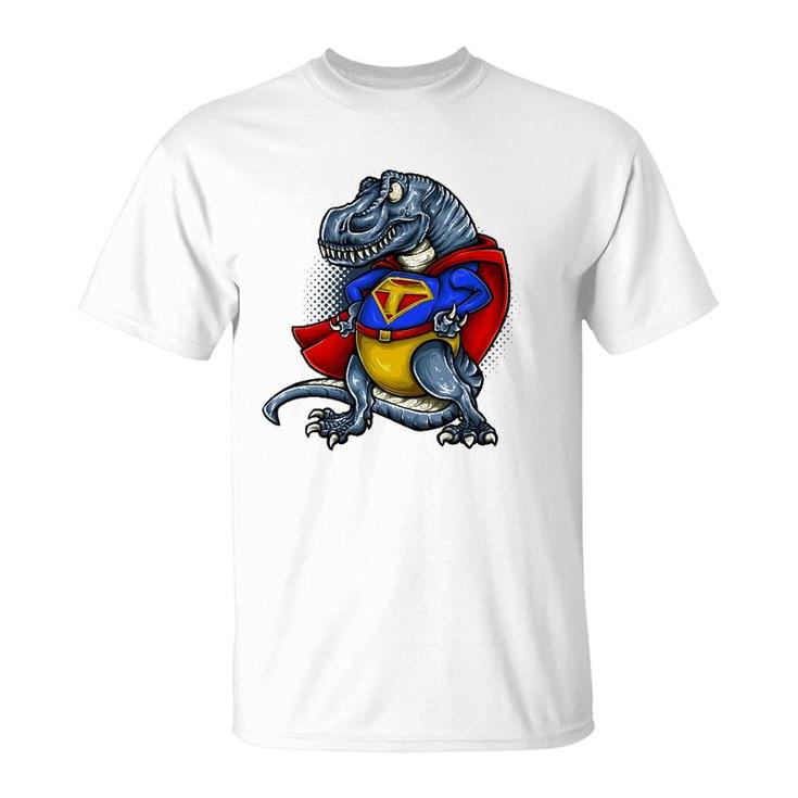 T Rex Dinosaur Cartoon Superhero Retro Cute Dino Tee T-Shirt