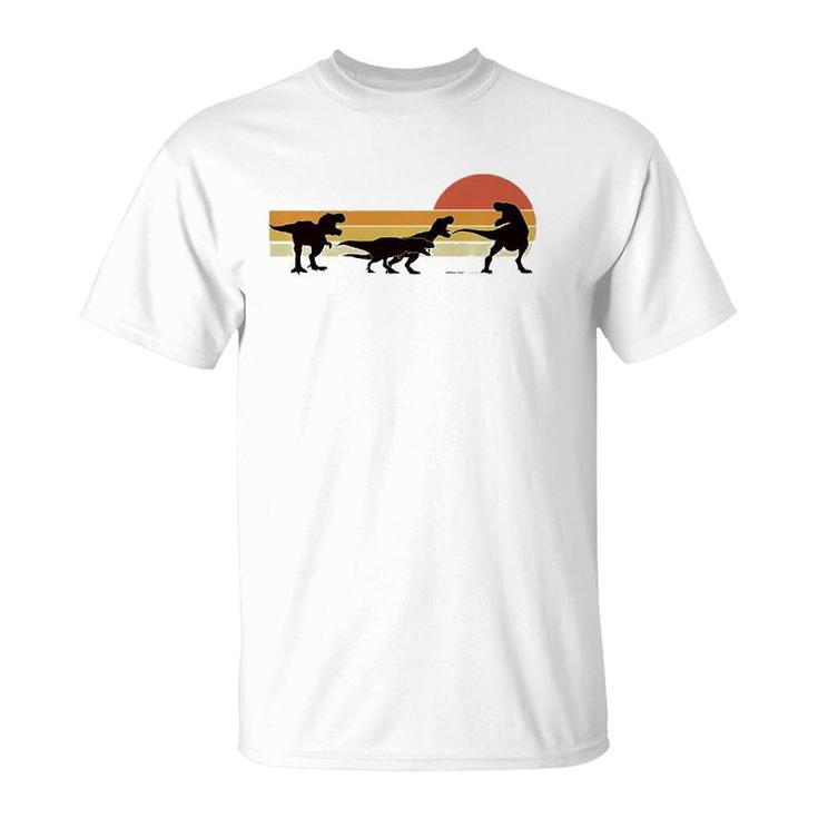 T-Rex Dinosaur Three Retro Sunset -Rex  T-Shirt