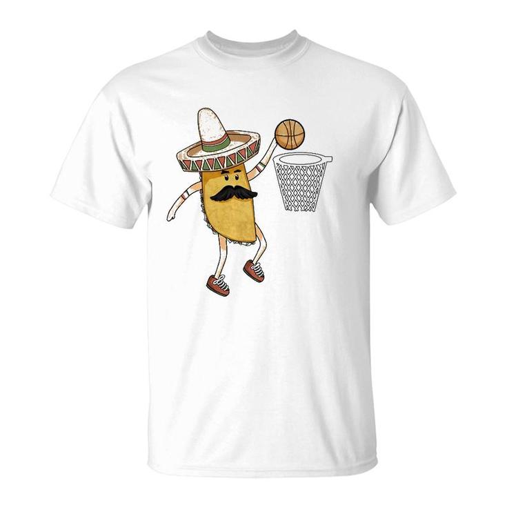 Taco Basketball Slam Dunk Sports Funny Cinco De Mayo T-Shirt
