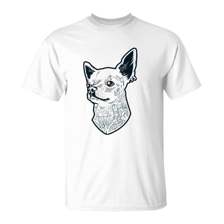 Tattooed Chihuahua  For Tattooed Rockers Punk Rock Dog T-Shirt