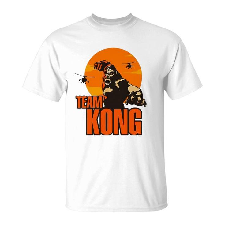 Team Kong Taking Over The City And Helicopters Sunset T-Shirt