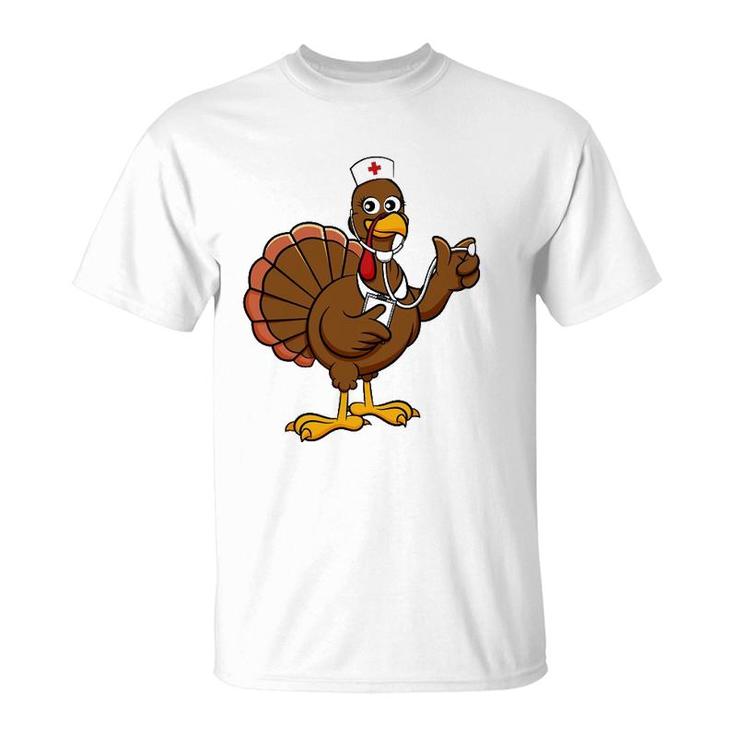 Thanksgiving Nurse Turkey Funny Feast Day Gift T-Shirt