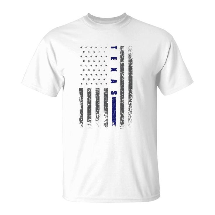 Thin Blue Line Us Flag Texas Souvenir Thin Blue Line T-Shirt