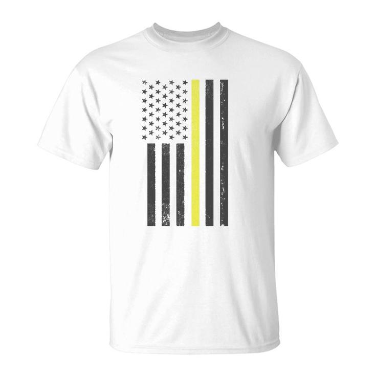 Thin Yellow Line 911 Police Dispatcher Usa Flag Pullover T-Shirt