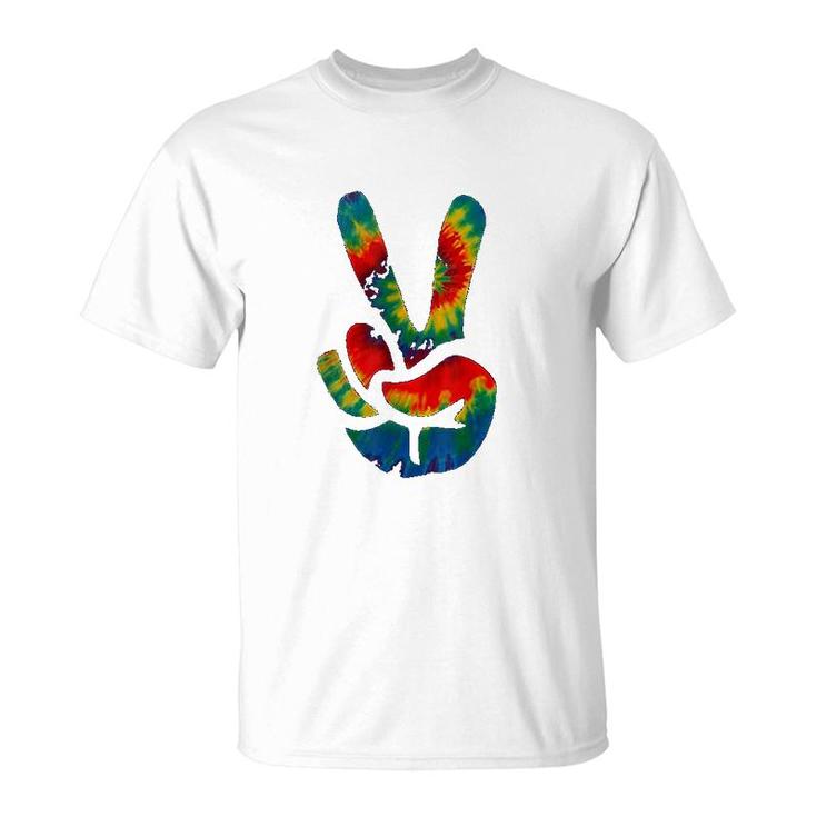 Tie Dye Peace Sign Hand Hippies V T-Shirt