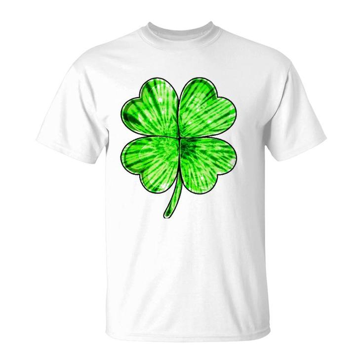 Tie Dye Shamrock Lucky Four-Leaf Clover St Patrick's Day T-Shirt