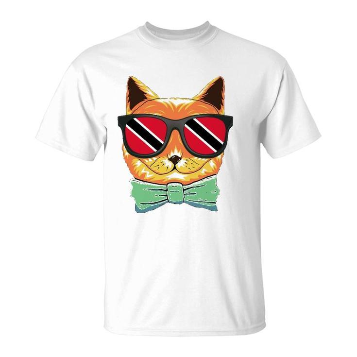 Trinidad And Tobago Flag Trinidad And Tobago Cat Sunglasses T-Shirt